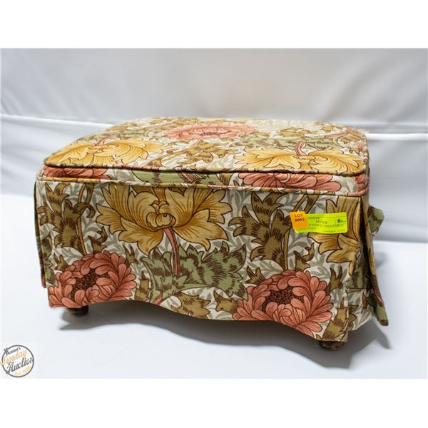 VINTAGE FLORAL UPHOLSTERED FOOT STOOL