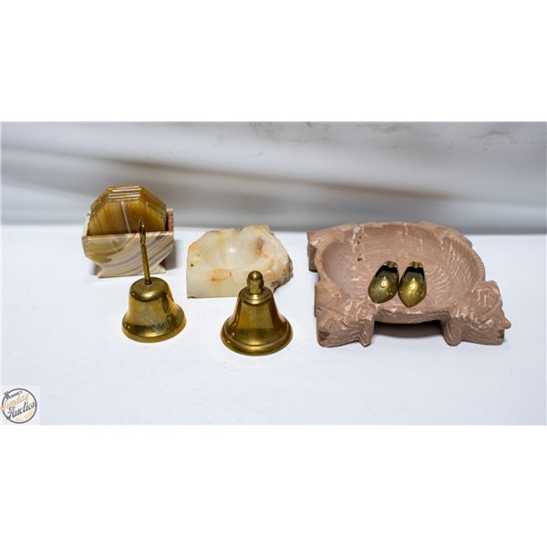 ESTATE DECOR INCLUDING 2 BRASS BELLS,