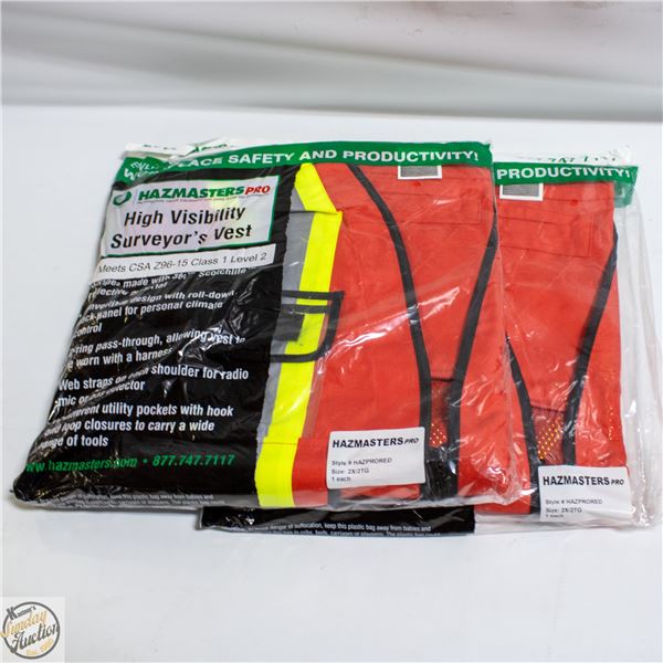 LOT OF 2 HAZMASTERS PRO SURVEYOR VESTS 2XL.