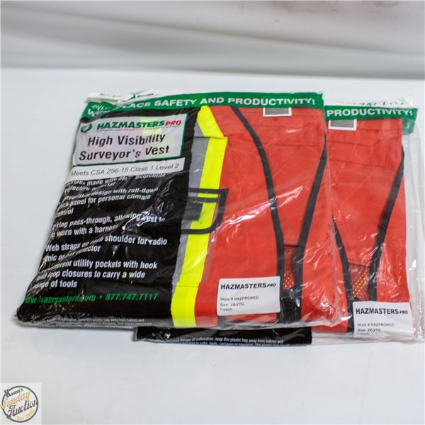 LOT OF 2 HAZMASTERS PRO SURVEYOR VESTS 2XL.
