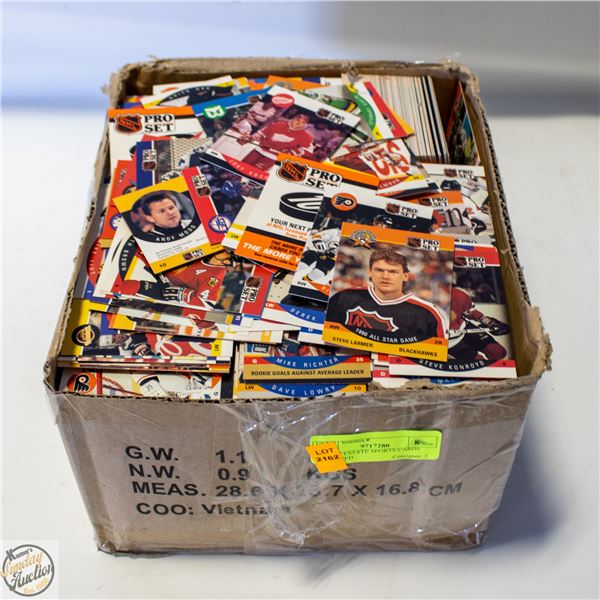 BOX OF ESTATE SPORTS CARDS UNSORTED