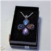 Image 1 : ESTATE 4 COLOUR STONE PENDANT NECKLACE IN GIFT BOX