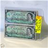 Image 1 : 2 CANADIAN 1967 REPLACEMENT $1 BILLS