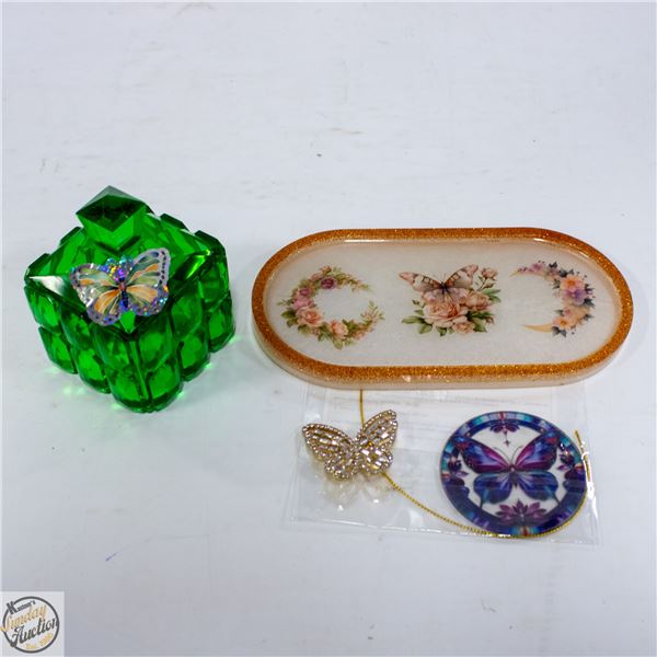 BUTTERF SUNC., TRINKET BOX, BROOCH &