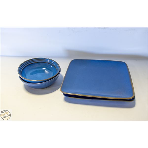 2 GLAZED POTTERY LARGE PLATES & BOWLS
