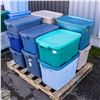 Image 1 : PALLET OF 11 LIDDED STORAGE TOTES+LIDS ARE MATCHED
