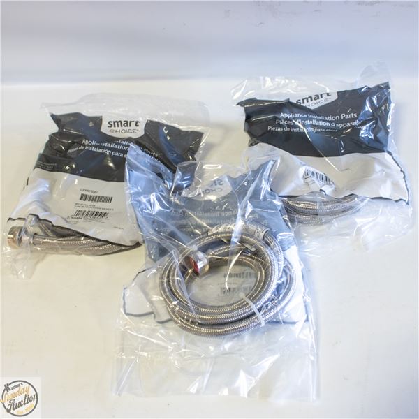 3 SMART CHOICE 6FT STAINLESS STEEL APPLIANCE HOSES