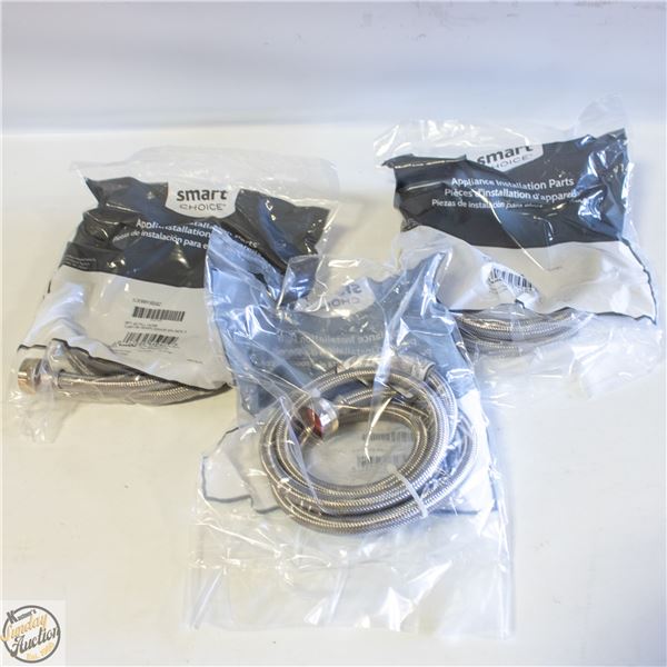 3 SMART CHOICE 6FT STAINLESS STEEL APPLIANCE HOSES