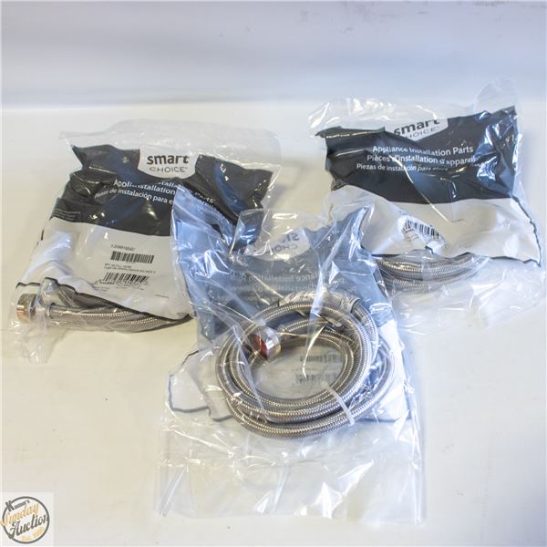 3 SMART CHOICE 6FT STAINLESS STEEL APPLIANCE HOSES