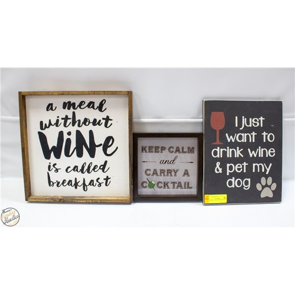 3X DRINKING WALL DÉCOR SIGNS