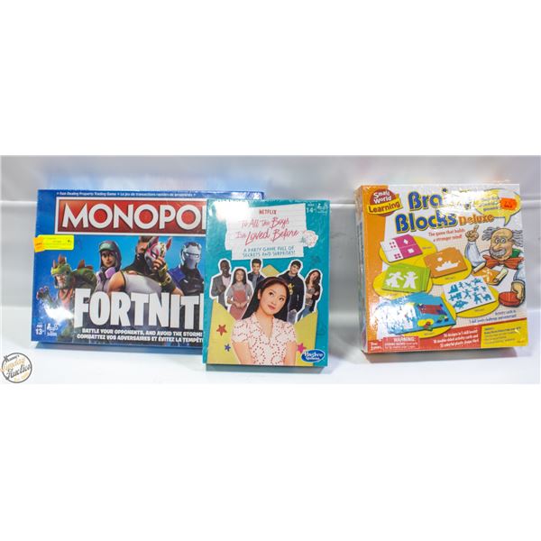 MONOPOLY FORTNITE AND KIDS GAMES, UNOPENED