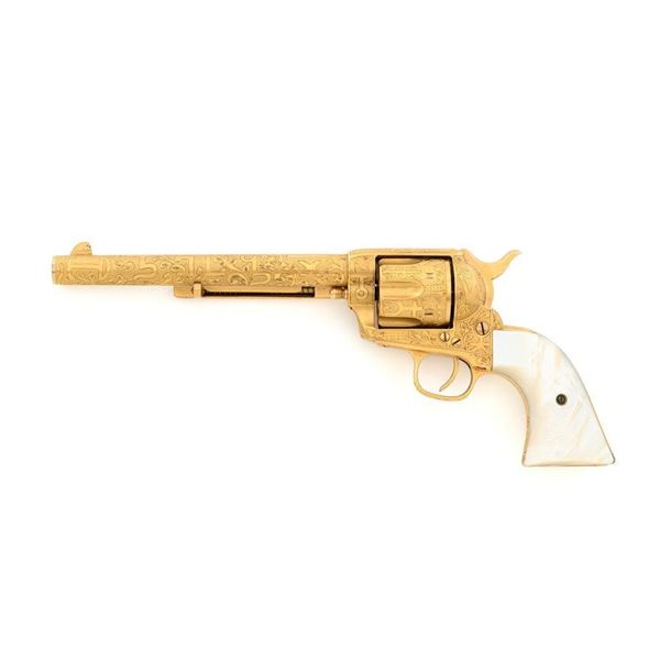 Gold Plated Cattle Brand Engraved Antique Colt Single Action Army Revolver