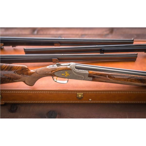 Rare Factory Engraved Belgian Browning Superposed Presentation Grade P-4W Over/Under Four Barrel Set