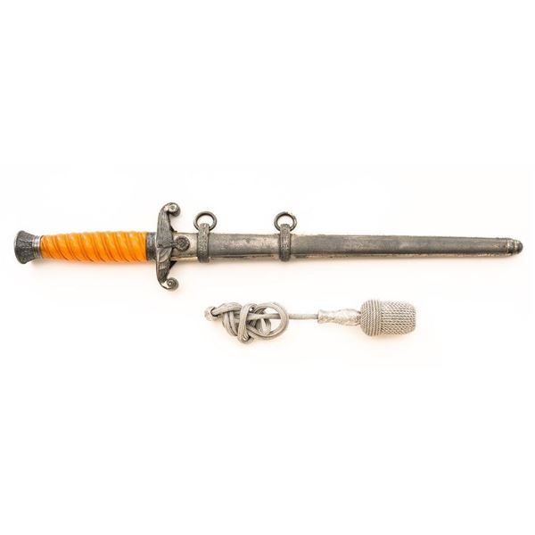 German Army Model 1935 Officer's Dagger with Scabbard and Silver Portepee Cord by WKC of Solingen