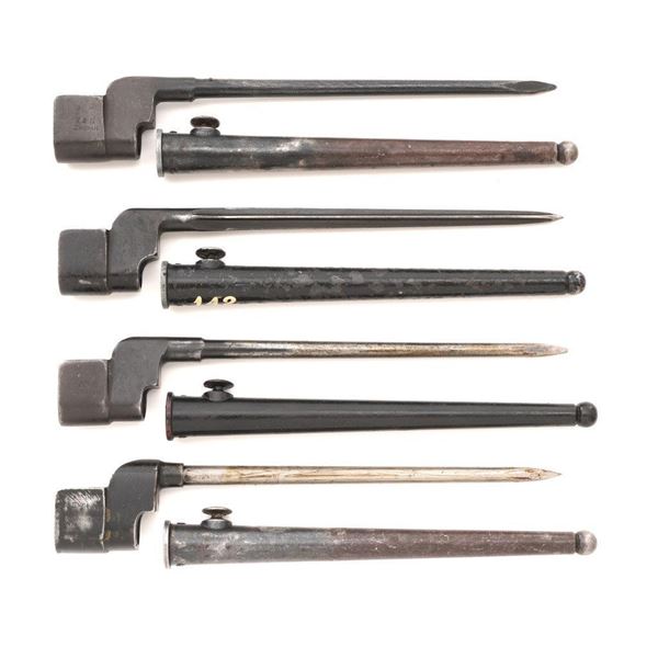 Lot of Four (4) British No.4 Bayonets with Scabbards