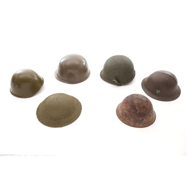 Lot of Six (6) Steel Military Helmets