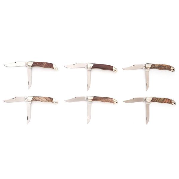Lot of Six (6) Custom Handled Buck Model 317 Trailblazer Slipjoint Folding Knives