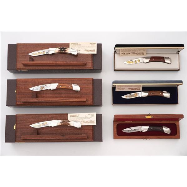 Lot of Six (6) Limited Edition Buck Model 500 Duke Lockback Folding Knives