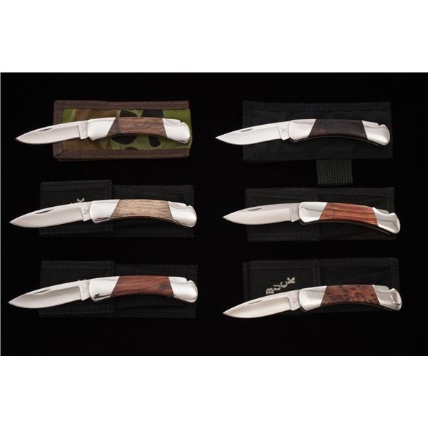 Lot of Six (6) Custom Handled Buck Model 500 Duke Lockback Folding Knives