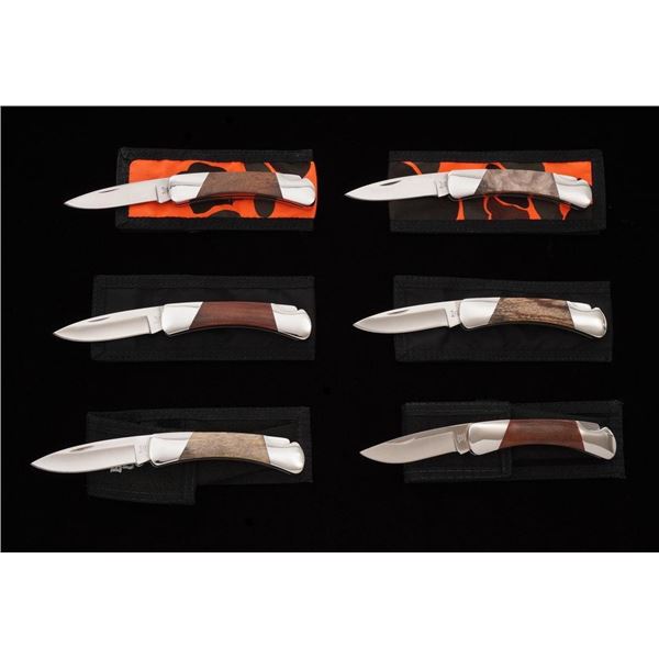 Lot of Six (6) Custom Handled Buck Model 500 Duke Lockback Folding Knives