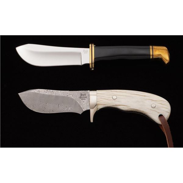 Lot of Two (2) Buck Custom Fixed Blade Hunting Knives