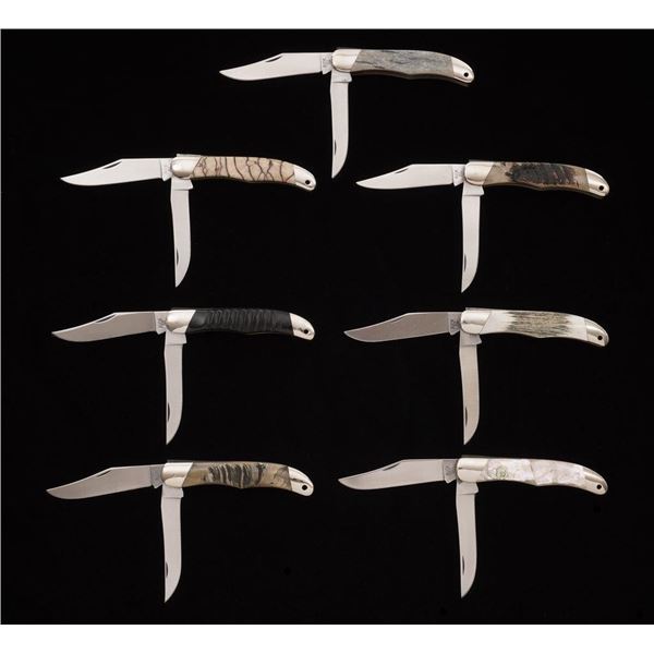 Lot of Seven (7) Buck Model 317 Trailblazer Slipjoint Folding Knives with Exotic Handles