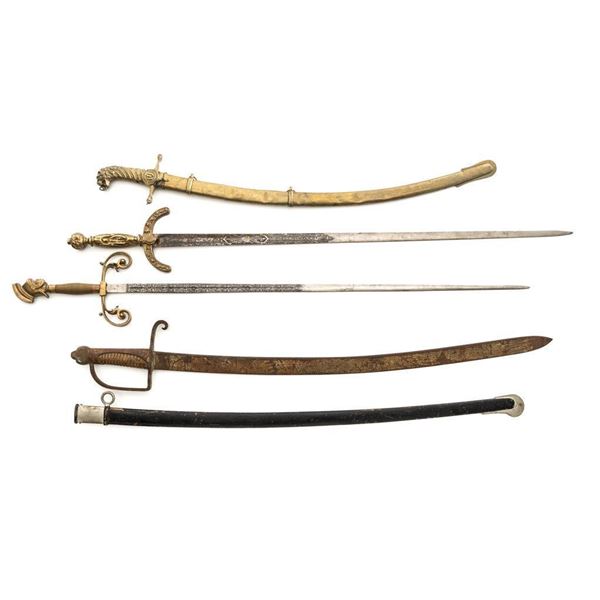 Lot of Four (4) Reproduction/Modern Swords & One Scabbard