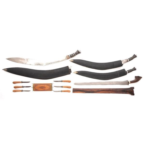 Lot of Five (5) Vintage Kukris and Kris Edged Weapons