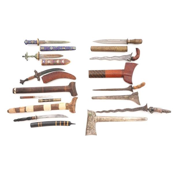 Lot of Eleven (11) Kris Daggers, Chinese Daggers, and Scabbards