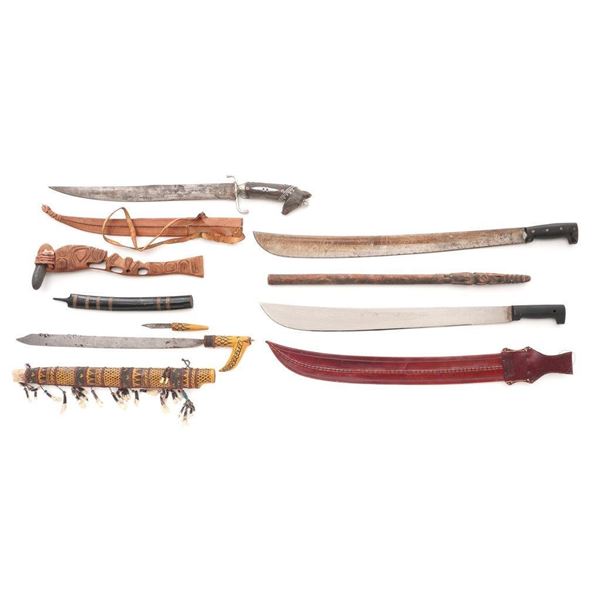 Lot of Seven (7) Foreign Edged Weapons, Machete, and Club