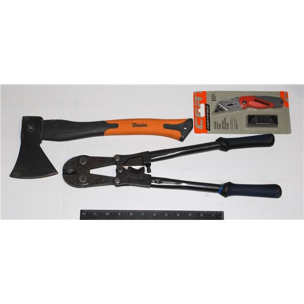 BOLT CUTTERS, HATCHET, AND UTILITY BLADE***POLICE SEIZURE***