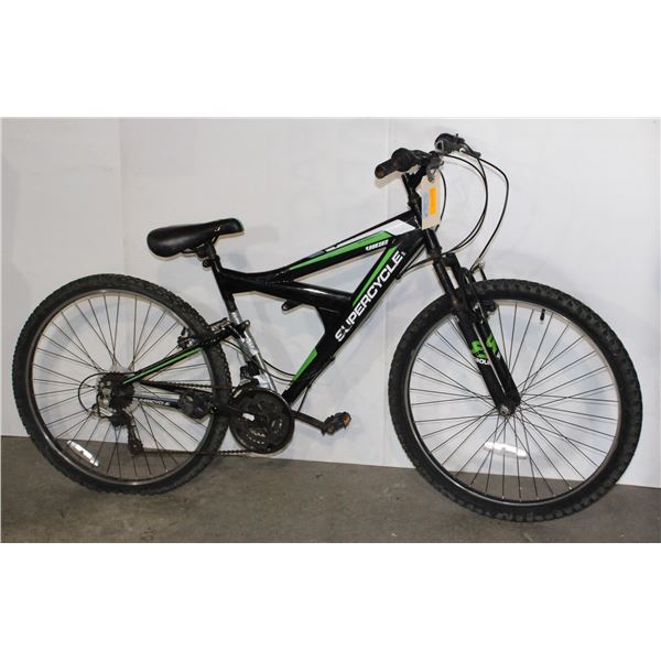 BLACK & GREEN SUPERCYCLE *MISSING REAR SUSPENSION***POLICE SEIZURE***