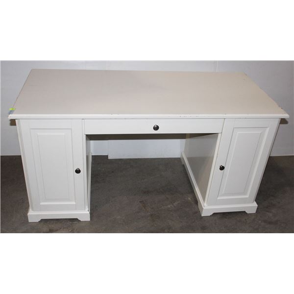 WHITE DESK, STORAGE IN SIDES