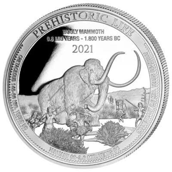 2021 1 OZ WOOLLY MAMMOTH PREHISTORIC LIFE