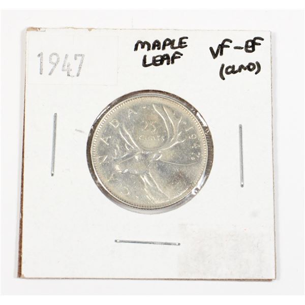 1947 CANADA .25 CENT SILVER COIN.15 OZ PURE SILVER