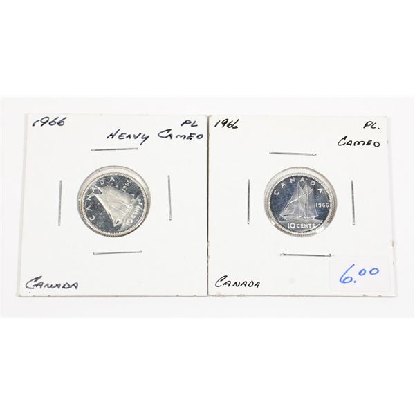 1966 CANADA 10 CENT COINS 2PC