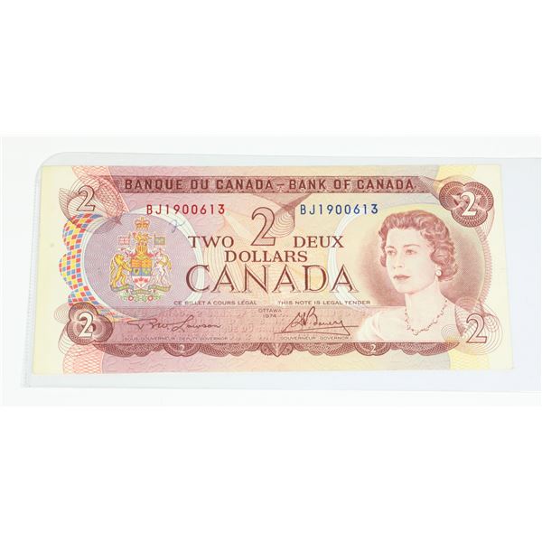1974 CANADA 2 DOLLAR BILL