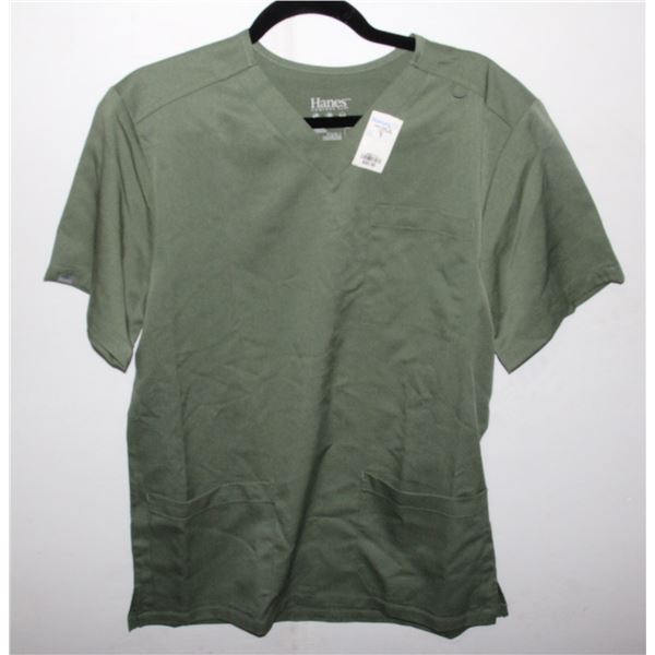 NEW SCRUB TOP MENS SIZE S. DARK GREEN