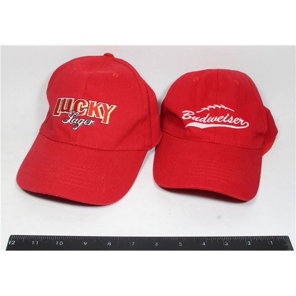 TWO BEER THEME BALLCAPS BUDWEISER AND LUCKY