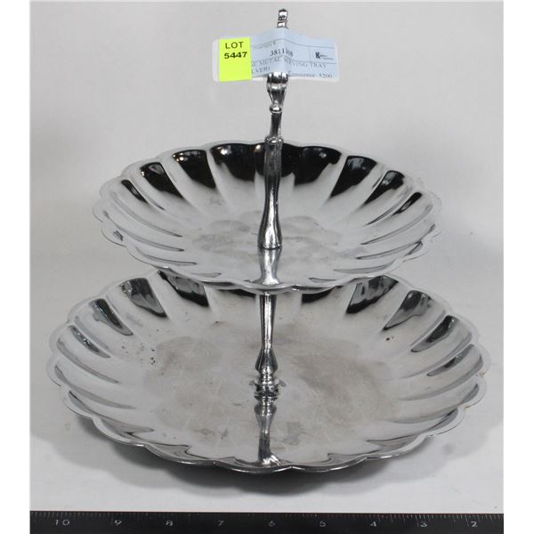 VINTAGE METAL SERVING TRAY (NOT SILVER)