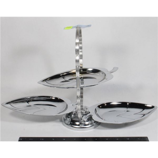 VINTAGE METAL FOLD UP SERVING TRAY (NOT SILVER)
