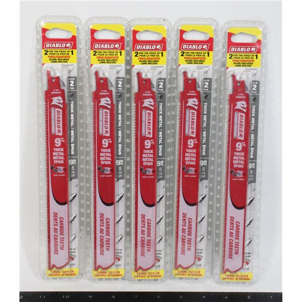 5x DIABLO 9" CARBIDE TEETH RECIPROCATING BLADES ***POLICE SEIZURE***