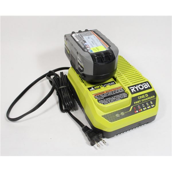 RYOBI BATTERY CHARGER W/ BATTERY ***POLICE SEIZURE***