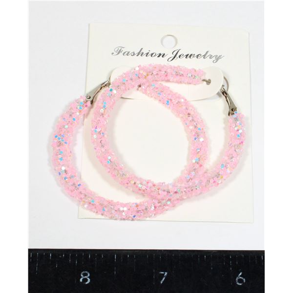 NEW GLOW IN THE DARK PINK HOOP EARRING