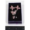 Image 1 : NEW SILVER TONE PINK BUTTERFLY JEWELRY SET.