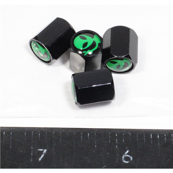 NEW 4PC ALIEN DESIGN PENTEGON SHAPE TIRE VALVE