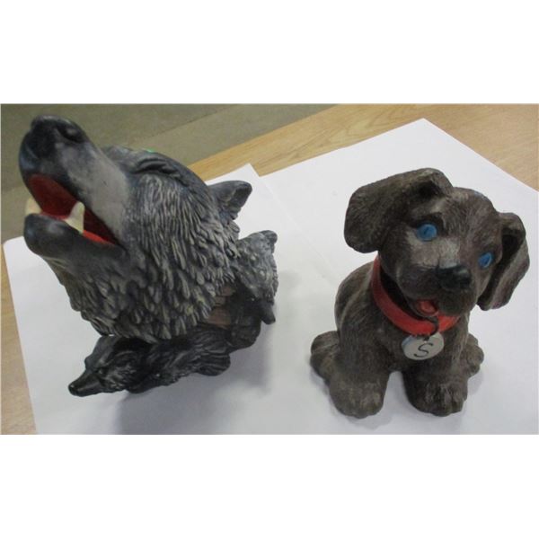 ESTATE:  WOLF HEAD ORNAMENT & DOG ORNAMENT