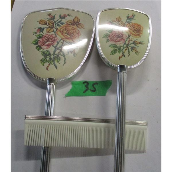 COLLECTABLE:  3 PIECE ENGLISH MADE DRESSER SET (BRUSH, MIRROR & COMB)