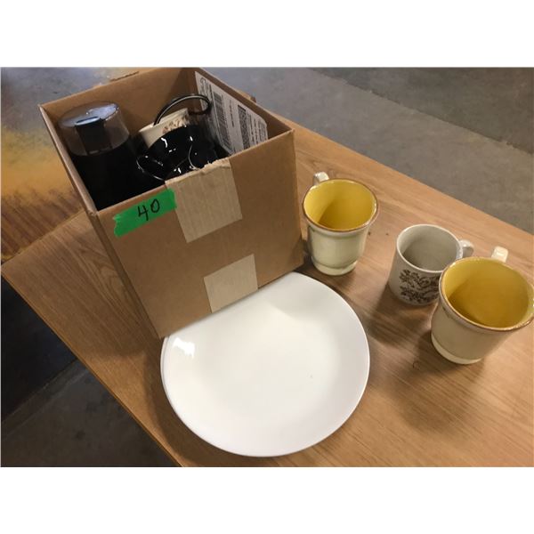 BOX C/W ASSORTED CUPS & MUGS