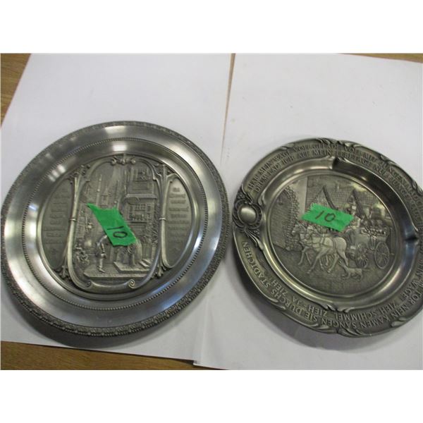 2 PEWTER PLATES